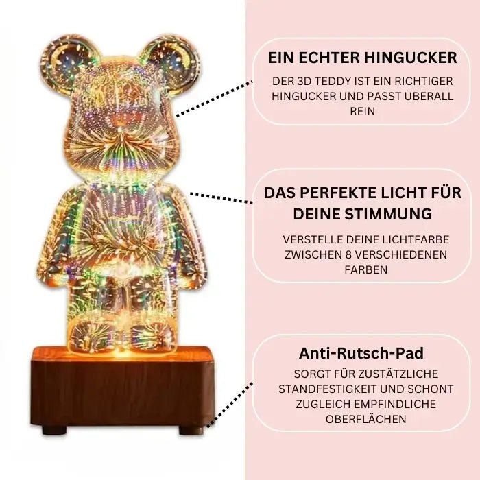 3D Bär Lampe mit Farbwechsel, Anti-Rutsch-Pad und modernem Design