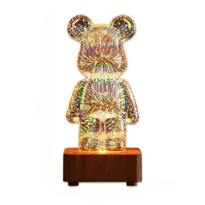 Leuchtende 3D Bär Lampe mit Holzbasis als luxuriöse Deko