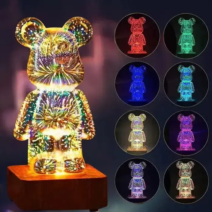 Farbwechselnde 3D Bär Lampe mit 8 LED-Farben für stimmungsvolles Licht