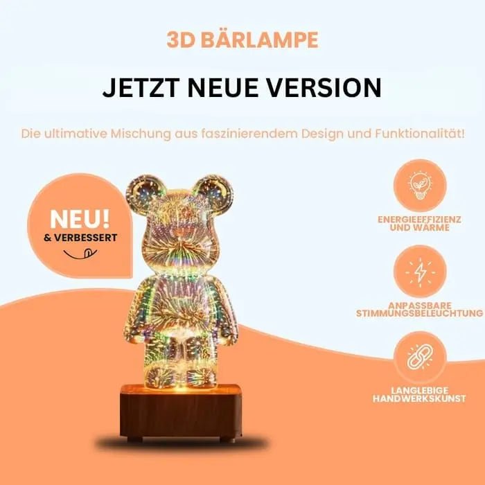 Neue Version der 3D Bär Lampe mit verbessertem Design und LED-Technik