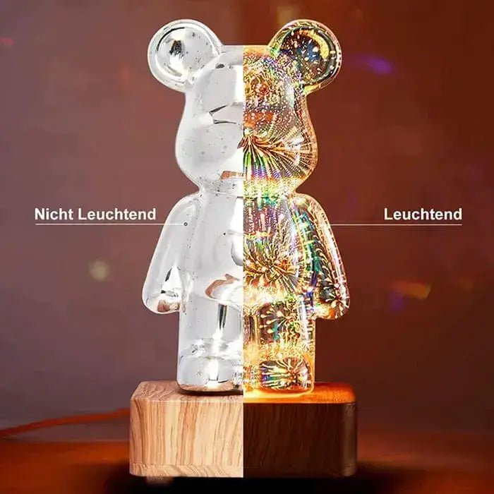 3D Bär Lampe im Vergleich – leuchtend und nicht leuchtend