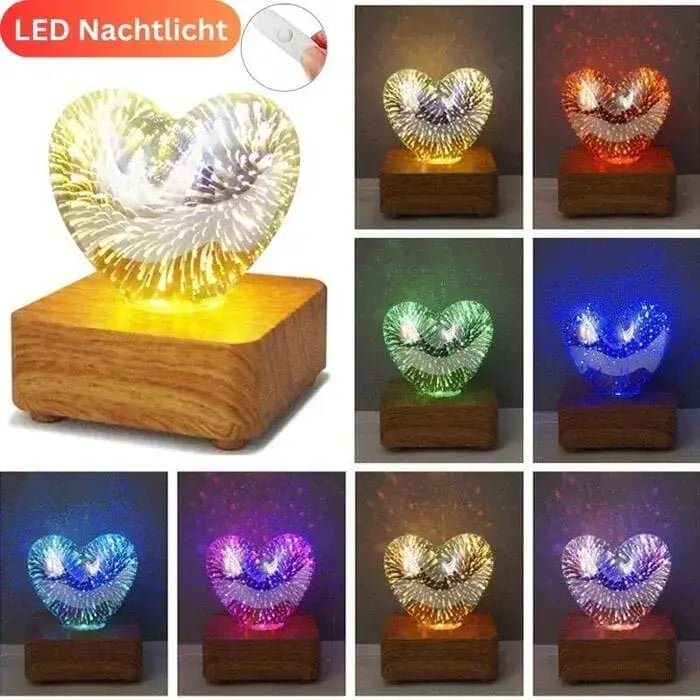 3D Herz Lampe mit 8 LED-Farbmodi als Nachtlicht