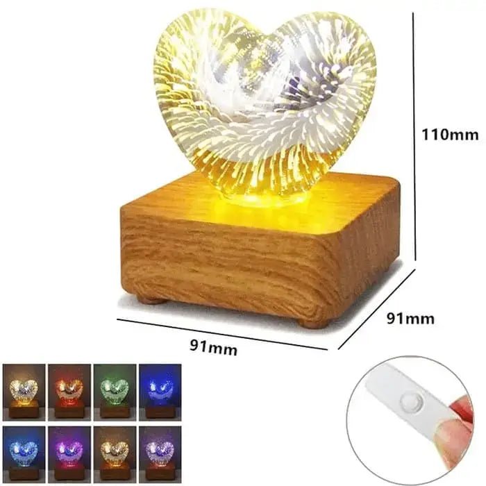 3D Herz Lampe Maße 11x9cm mit USB-Schalter