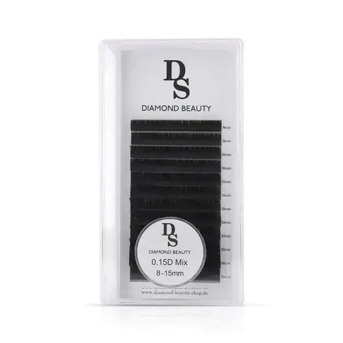 Glamora Beauty Classic Lashes 1:1 Wimpernverlängerung – 0.15D Mix 8–15 mm Einzelwimpern in hochwertiger Verpackung.