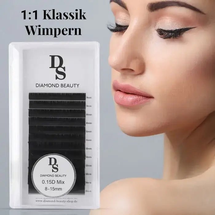 Glamora Beauty 1:1 Klassik Wimpern 0.15D Mix – Profi Wimpernverlängerung mit natürlichem Look und elegantem Schwung.