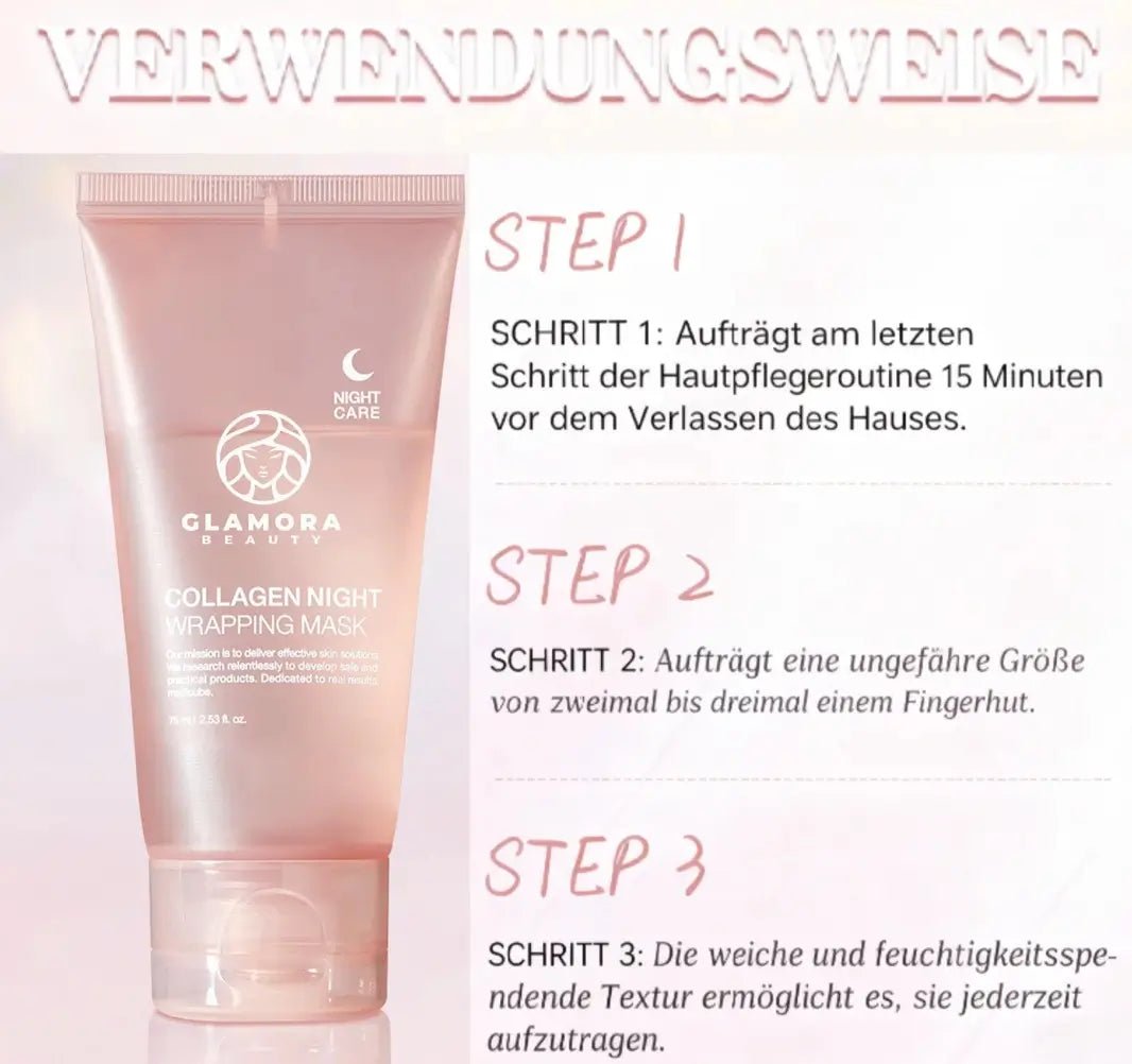 Anwendung der Glamora Collagen Night Wrapping Mask – Schritt-für-Schritt Anleitung für optimale Hautpflege.