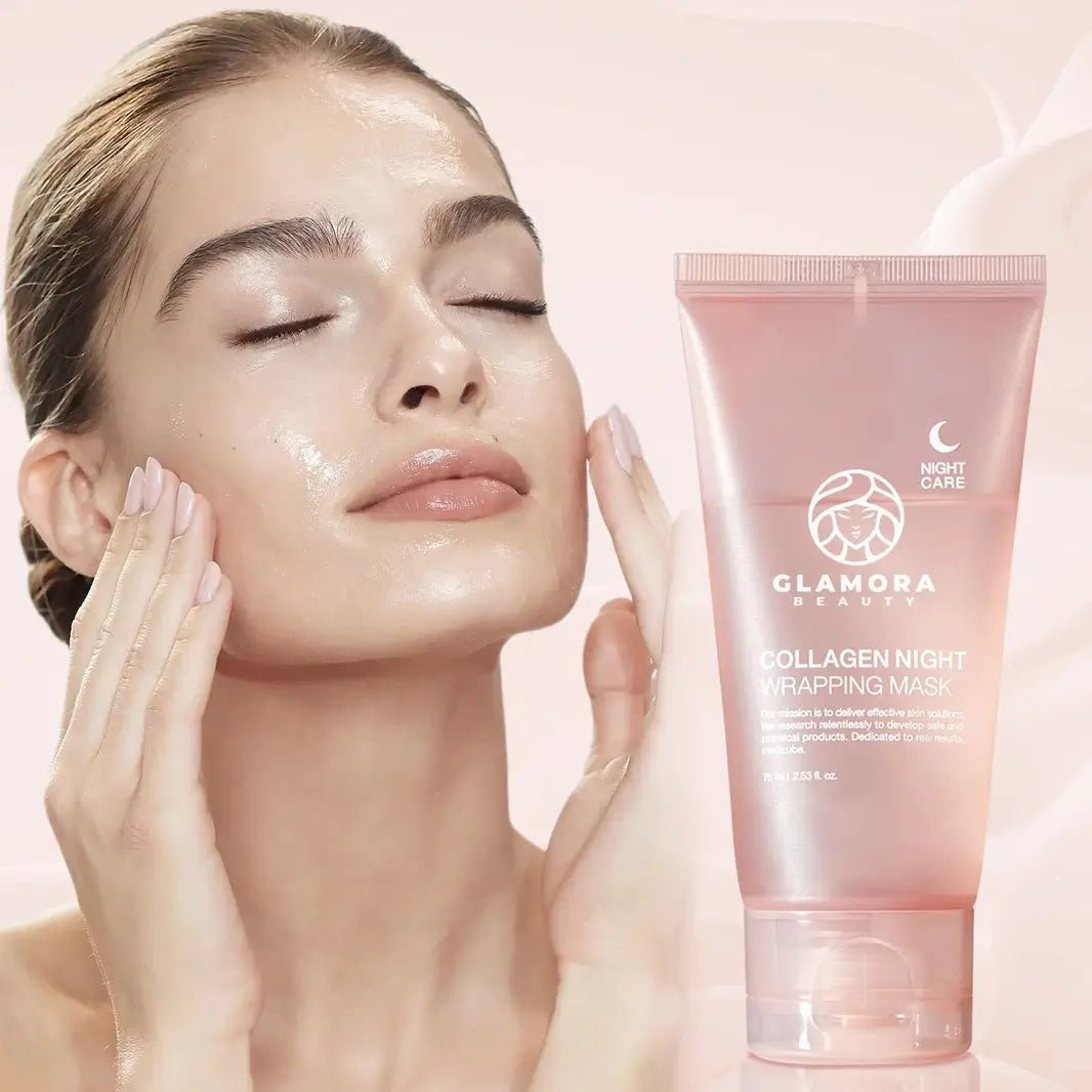 Feuchtigkeitsspendende Wirkung der Glamora Collagen Night Wrapping Mask – strahlende Haut nach der Nachtpflege