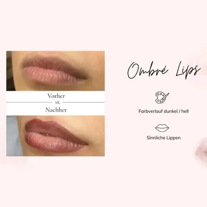 Permanent Make-up Ombré Lips mit sanftem Farbverlauf von dunkel zu hell für natürliche Fülle