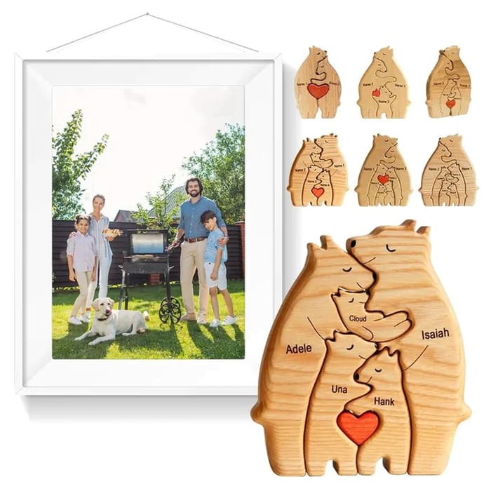 Personalisierte Holzbären Figuren Puzzle Familie Weihnachtsgeschenk - Glamora Beauty