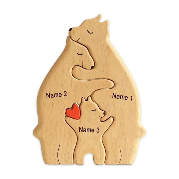 Personalisierte Holzbären Figuren Puzzle Familie Weihnachtsgeschenk - Glamora Beauty