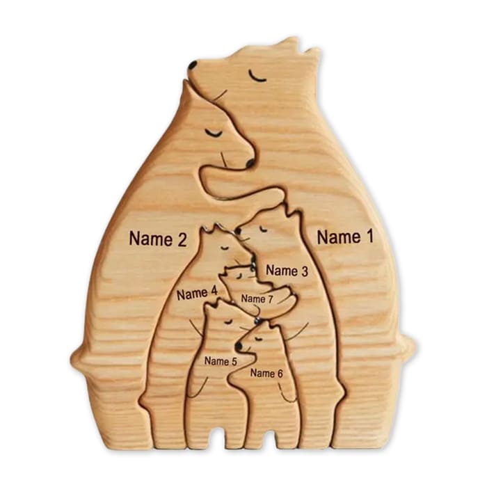 Personalisierte Holzbären Figuren Puzzle Familie Weihnachtsgeschenk - Glamora Beauty