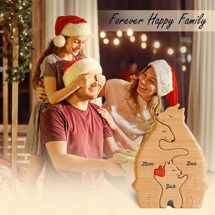 Personalisierte Holzbären Figuren Puzzle Familie Weihnachtsgeschenk - Glamora Beauty