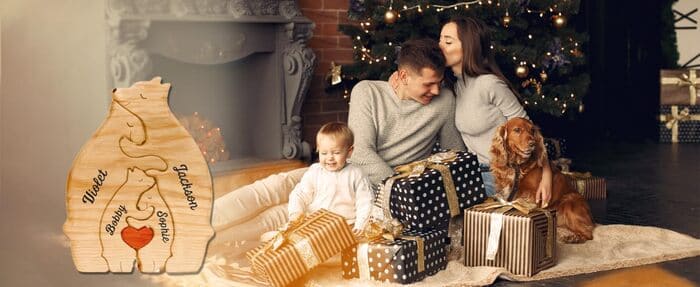 Personalisierte Holzbären Figuren Puzzle Familie Weihnachtsgeschenk - Glamora Beauty
