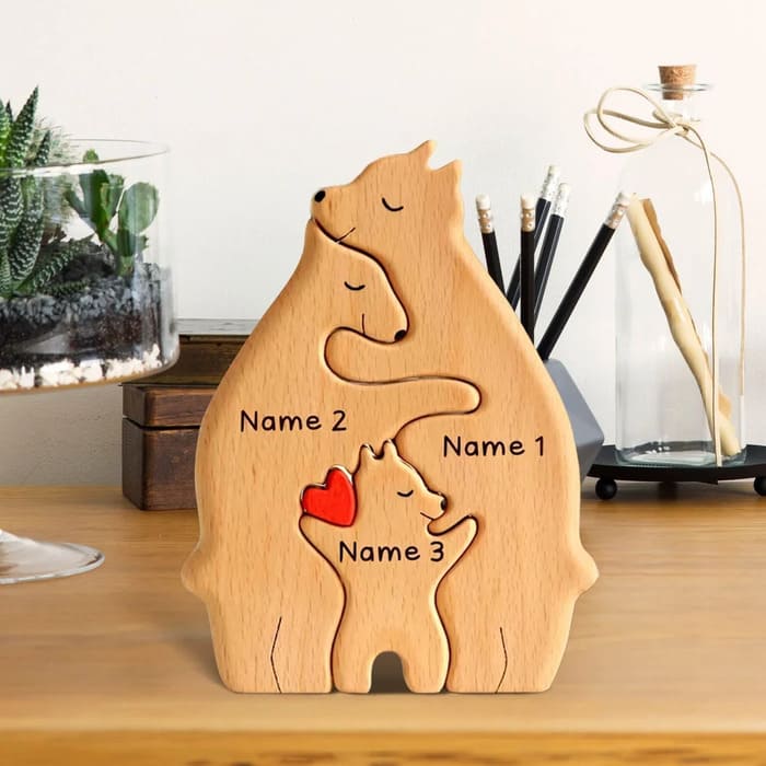 Personalisierte Holzbären Figuren Puzzle Familie Weihnachtsgeschenk - Glamora Beauty