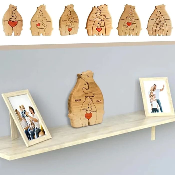 Personalisierte Holzbären Figuren Puzzle Familie Weihnachtsgeschenk - Glamora Beauty