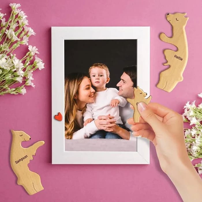 Personalisierte Holzbären Figuren Puzzle Familie Weihnachtsgeschenk - Glamora Beauty