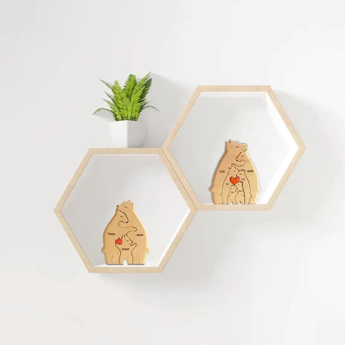 Personalisierte Holzbären Figuren Puzzle Familie Weihnachtsgeschenk - Glamora Beauty