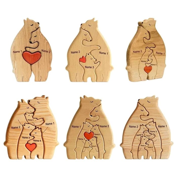 Personalisierte Holzbären Figuren Puzzle Familie Weihnachtsgeschenk - Glamora Beauty
