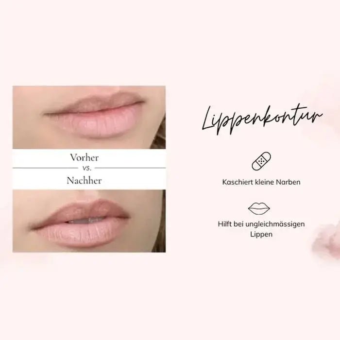 Lippenkontur Vorher-Nachher mit Permanent Make-up zur Formkorrektur und feinen Definition