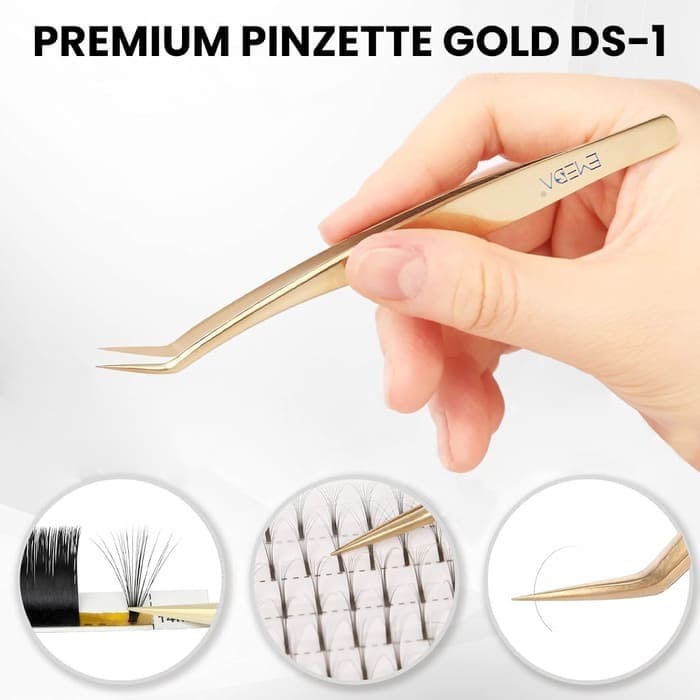 Wimpern Pinzette Gold Wimpernverlängerung gebogen - Glamora Beauty